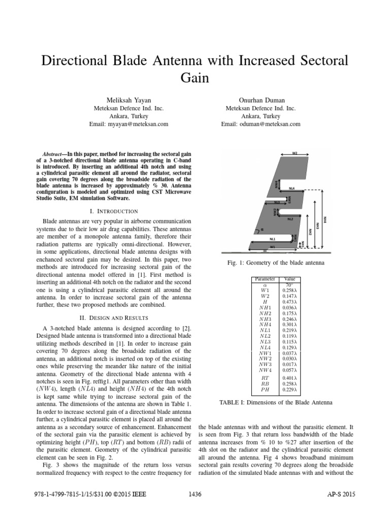 Klu Directional Blade Antenna With Increased Sectoral Gain | PDF ...