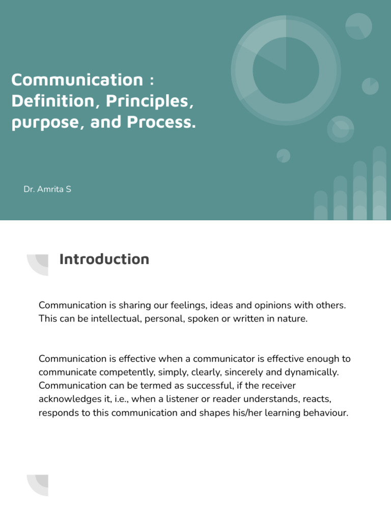 Communication - Definition, Principles, Purpose, and Process. | PDF ...