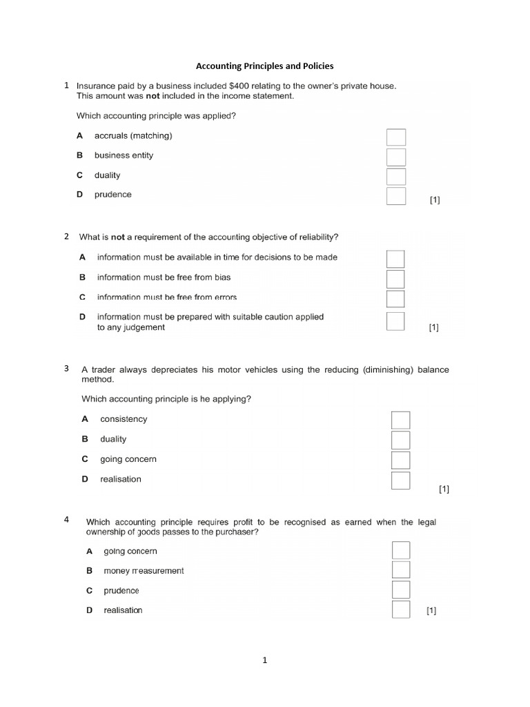 Accounting Principles and Policies - IG Worksheet | PDF
