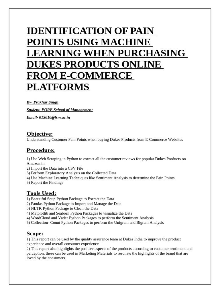 Identification of Pain Points Using Machine Learning When Purchasing ...