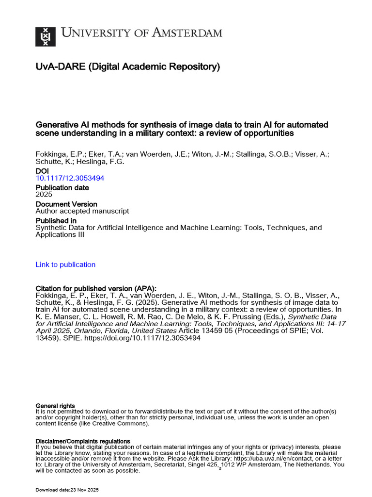 Generative AI Methods For Synthesis of Image Data To | PDF | Simulation ...