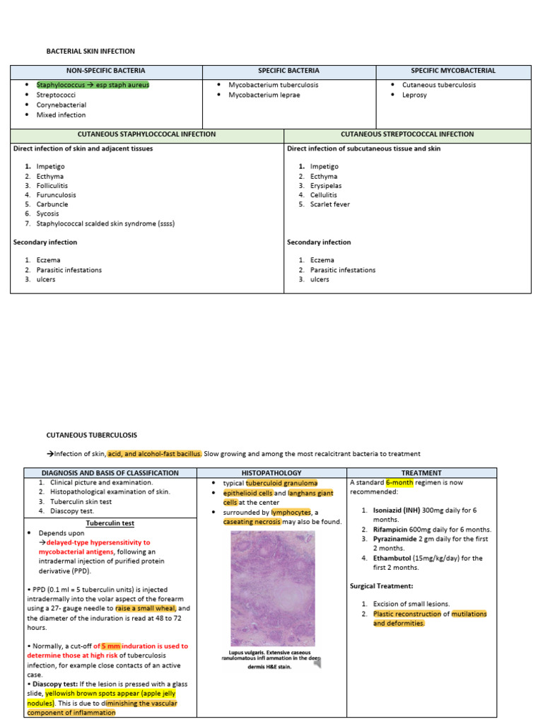 Bacterial Skin Infection | PDF | Tuberculosis | Leprosy