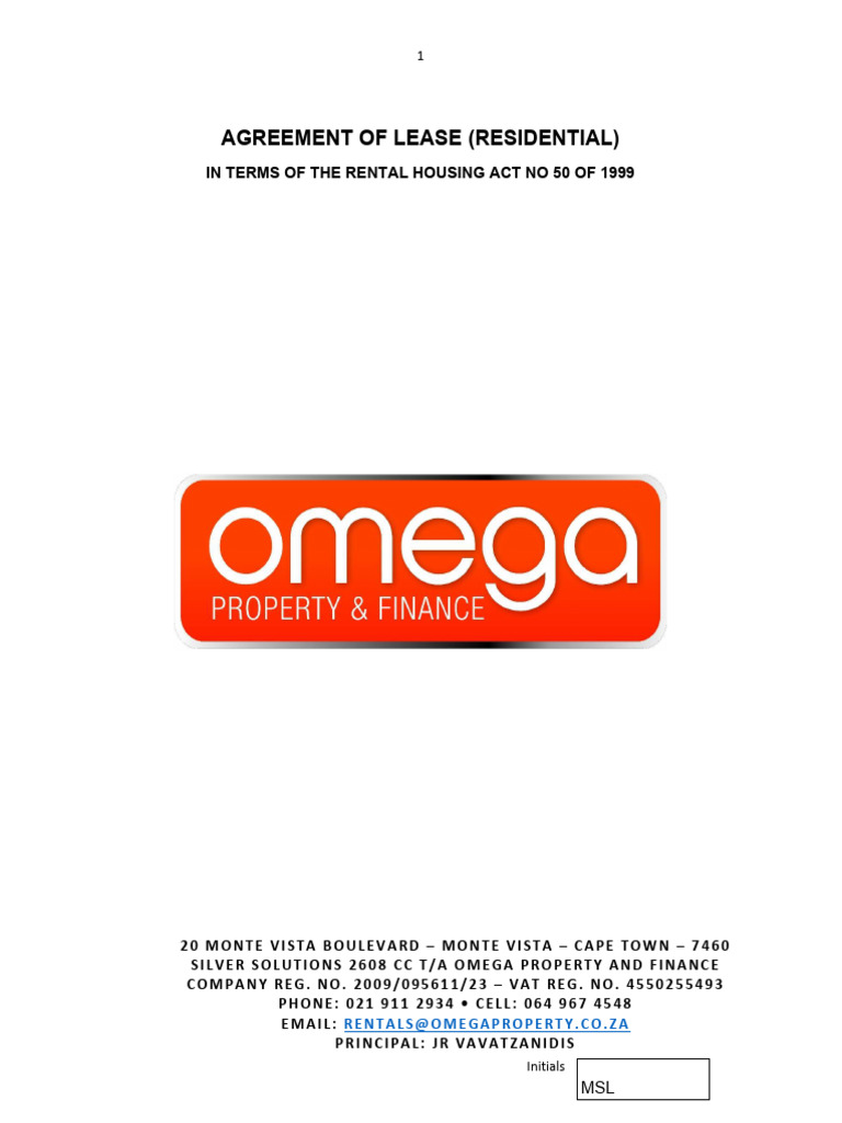 _Agreement of Lease - Omega Property and Finance | PDF | Lease ...