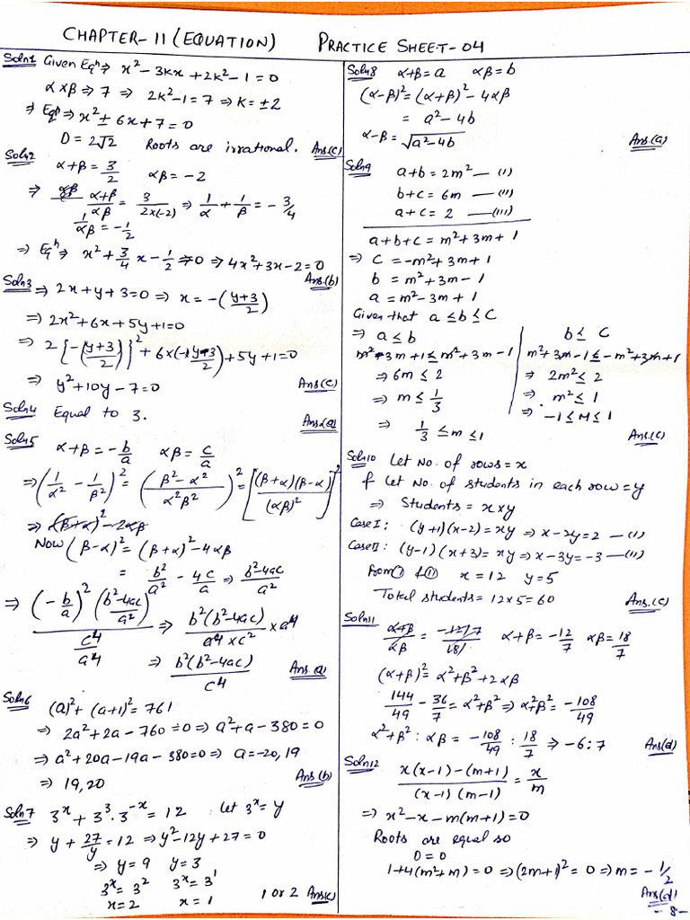 Equation Sheet 4 Solution | PDF