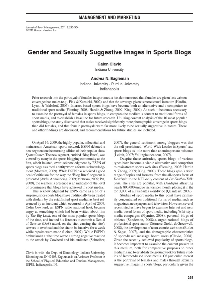 Gender and Sexually Suggestive Images in Sports Blogs | PDF | Blog ...