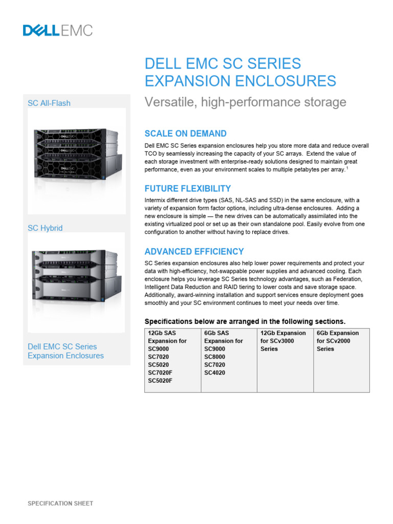 Dell EMC SC Series Expansion Enclosures | PDF | Hard Disk Drive | Solid ...