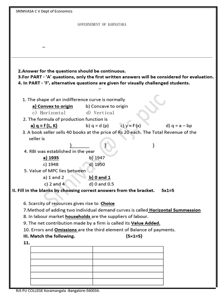 Preparatory Exam Question Paper 26 New | PDF | Demand | Utility