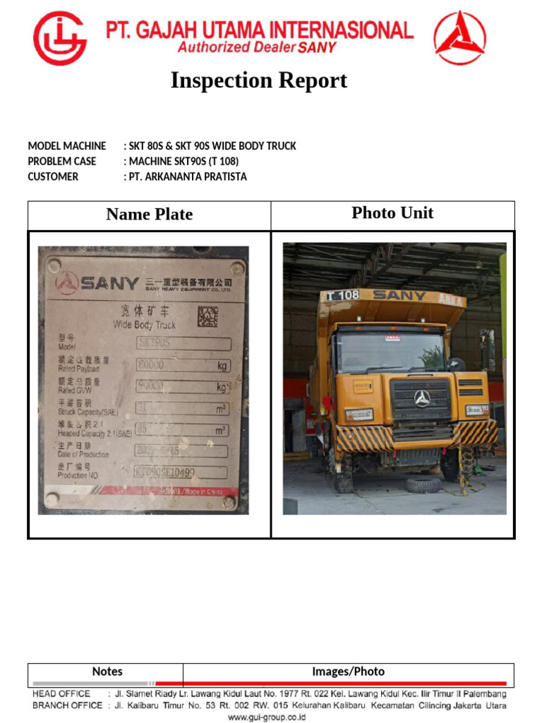 22.03 Component Inspection Report (CIR) T 108 | PDF | Vehicle ...