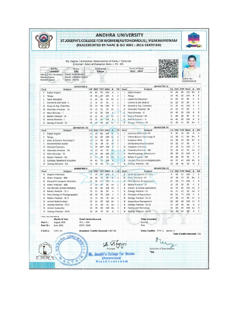 Degree Marks Memo | PDF