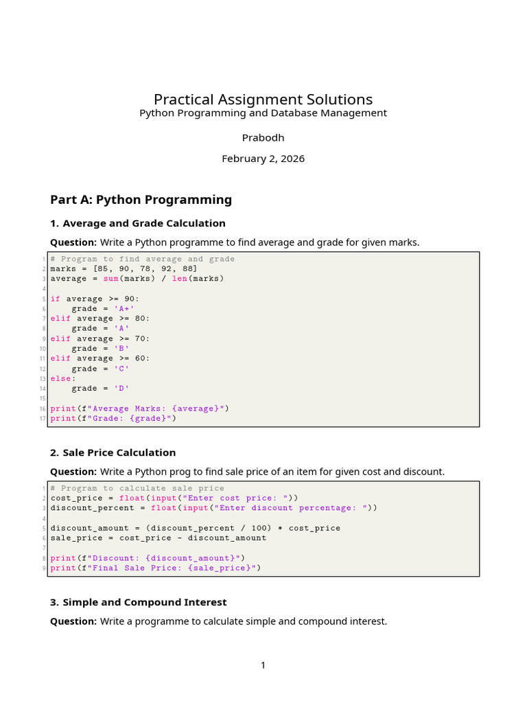 Python and Database Practicals | PDF | Compound Interest