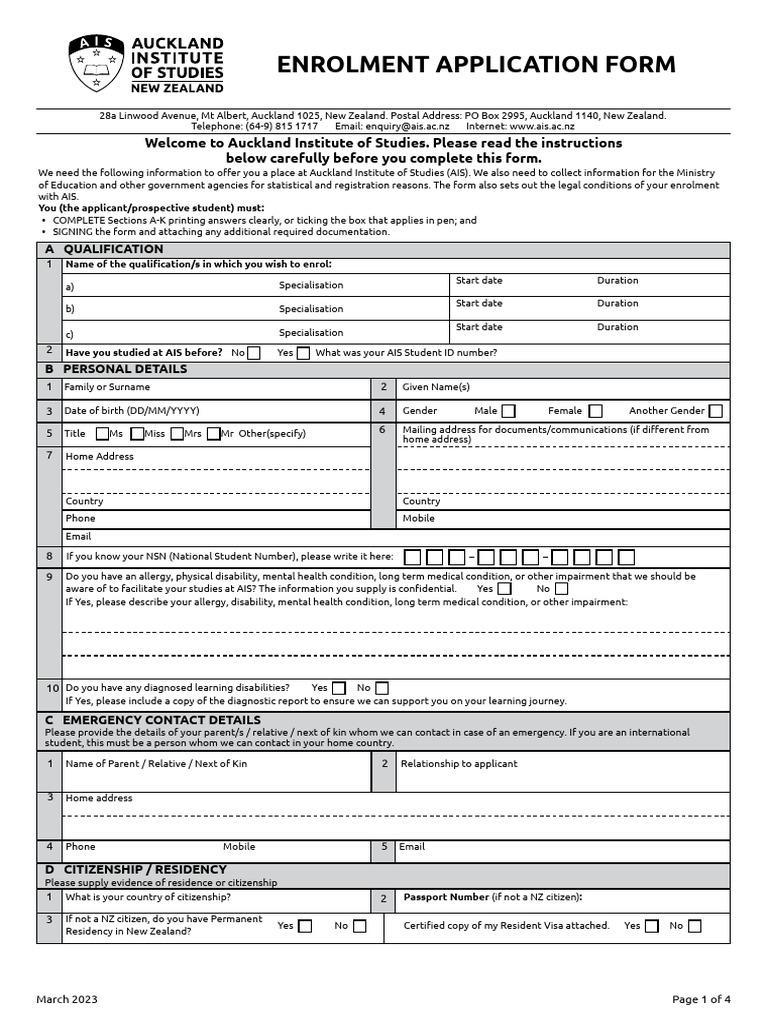 1.AIS Enrolment Application Form | PDF | Visa Inc. | Fee
