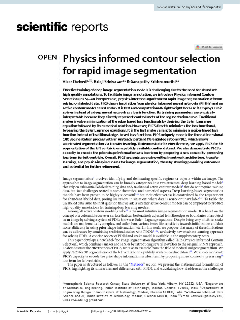 Physics Informed Contour Selection For Rapid Image Segmentation | PDF ...