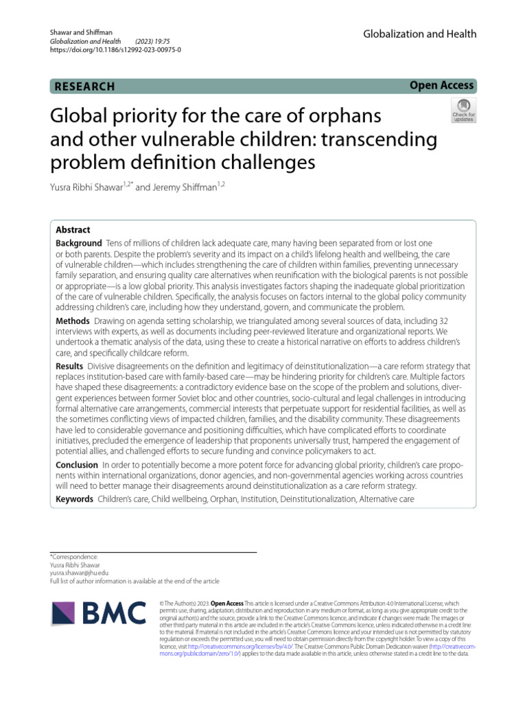 NIH Global Priority For The Care of Orphans | PDF | Creative Commons ...