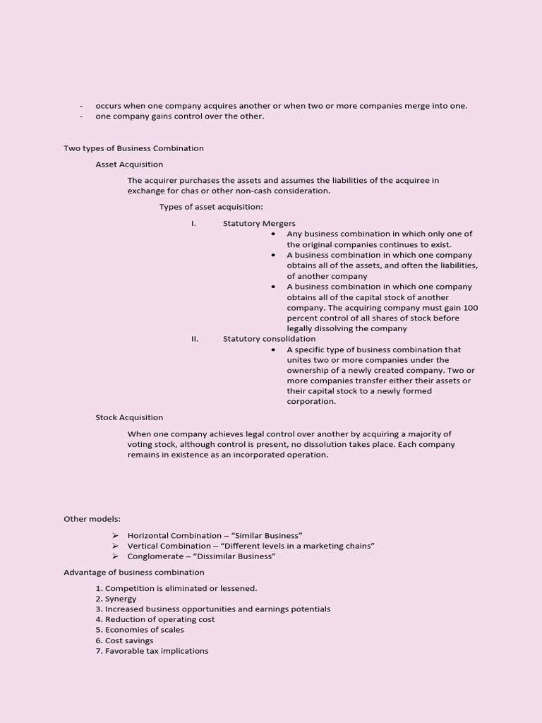 Business Combination | PDF | Mergers And Acquisitions | Companies