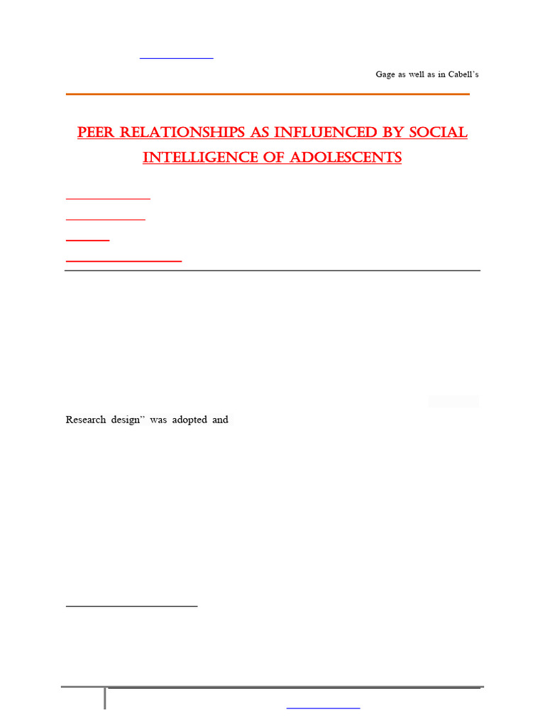 Peer Relationships as Influenced by Soci | PDF | Adolescence ...