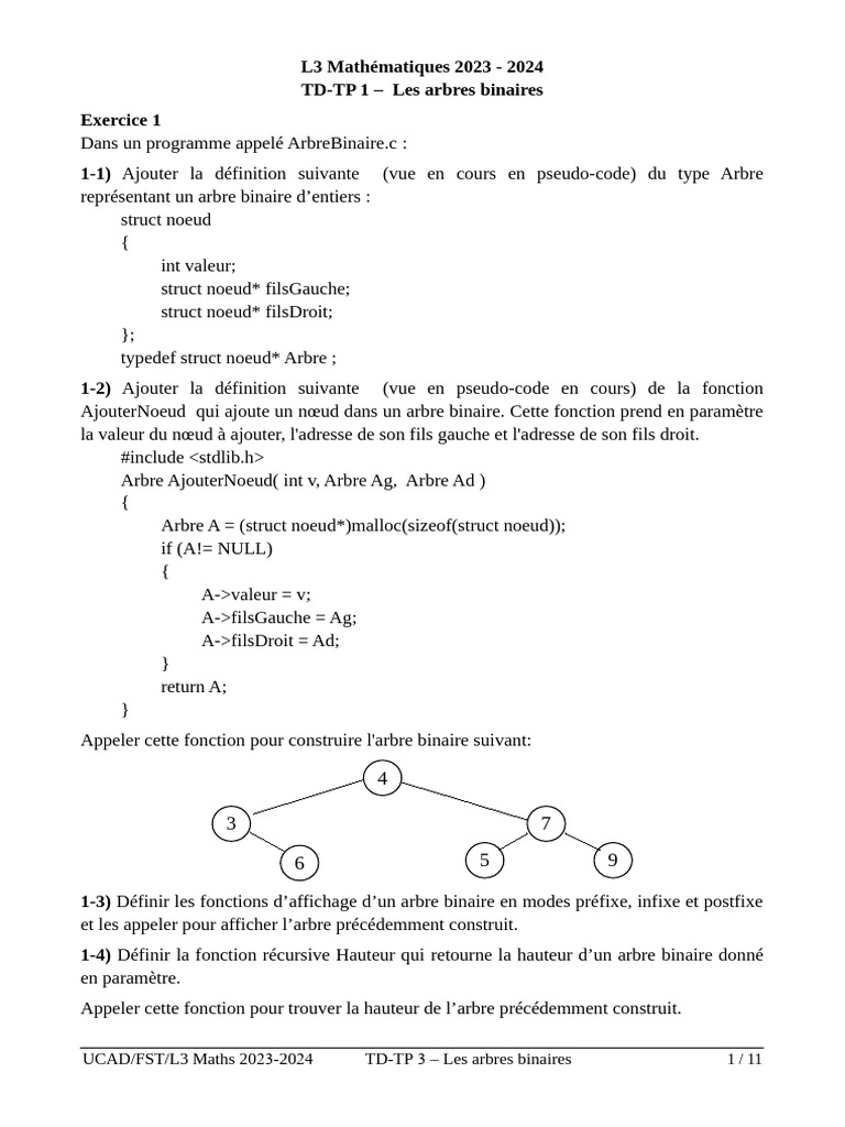 Correction TD-TP 3 - Les Arbres Binaires | PDF | Algorithmes et ...