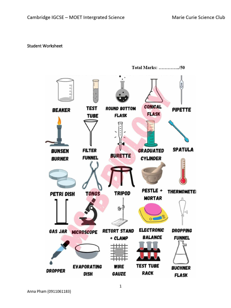 Test 6.1. Chemical Equipment and Lab Safety (Test- Students) | PDF ...
