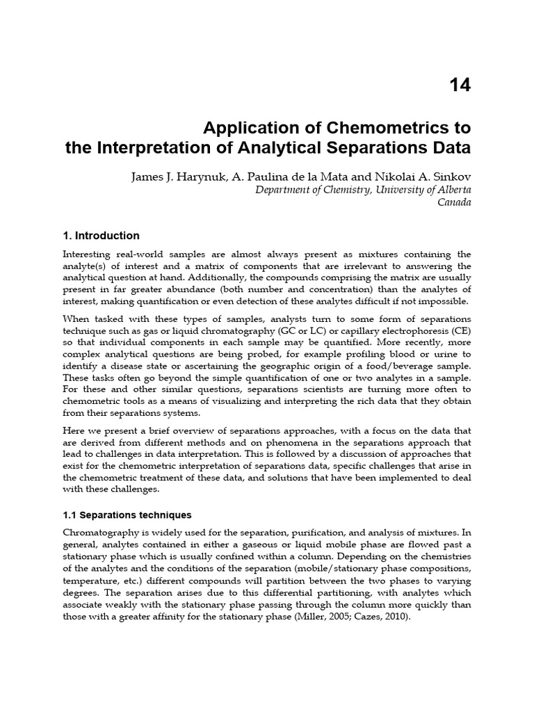 Application of Chemometrics to the Inter | PDF | Chromatography ...