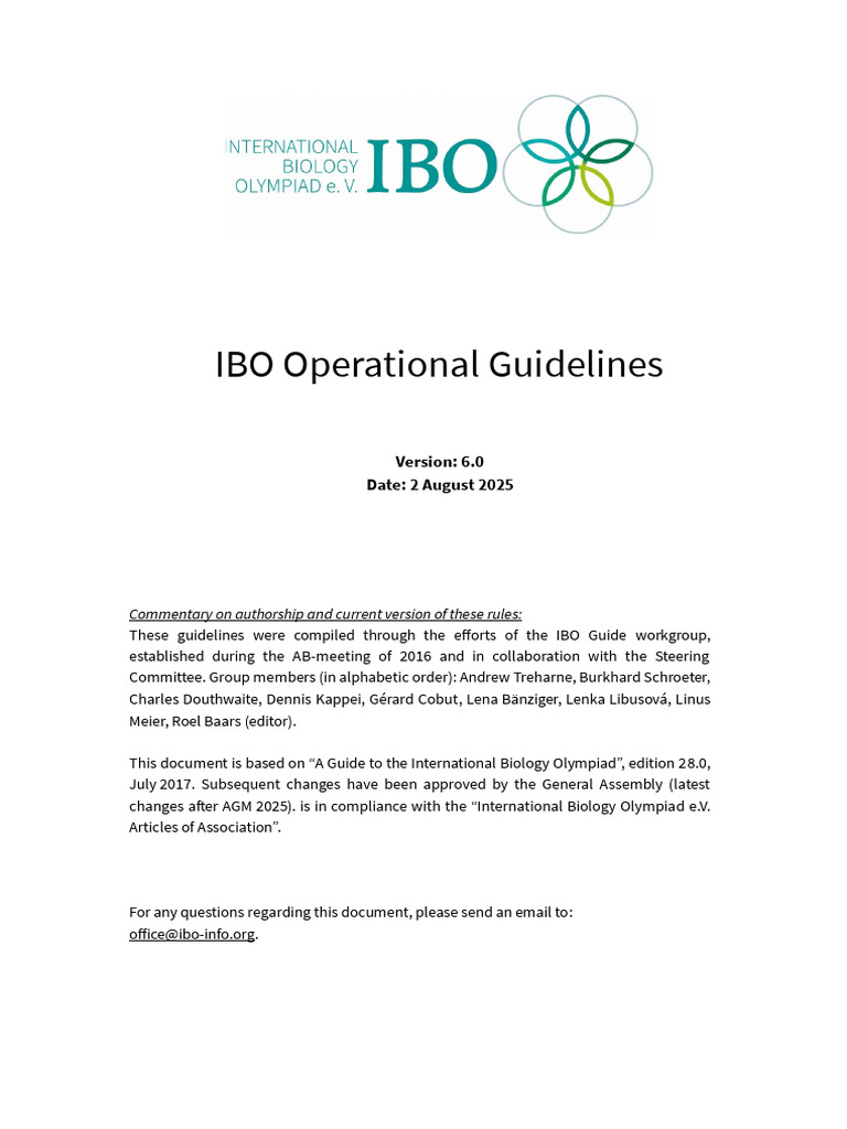 IBO Operational Guidelines_v.6 (1) | PDF | Experiment | Staining