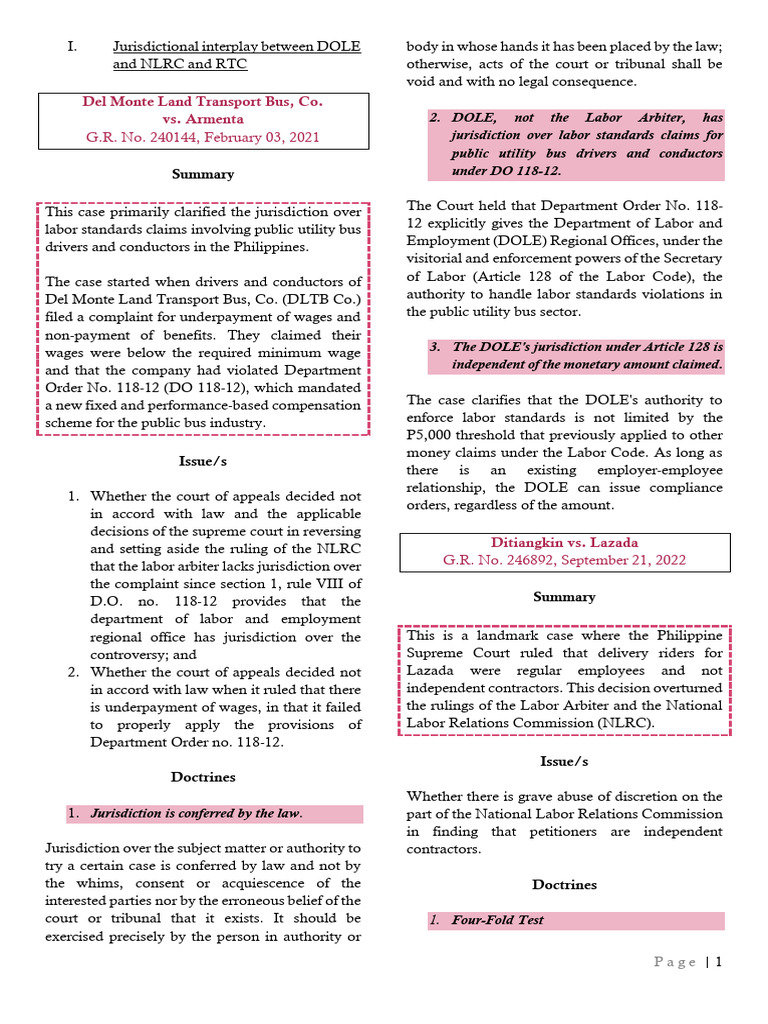 Labor Case Doctrines | PDF | Employment | Labour Law