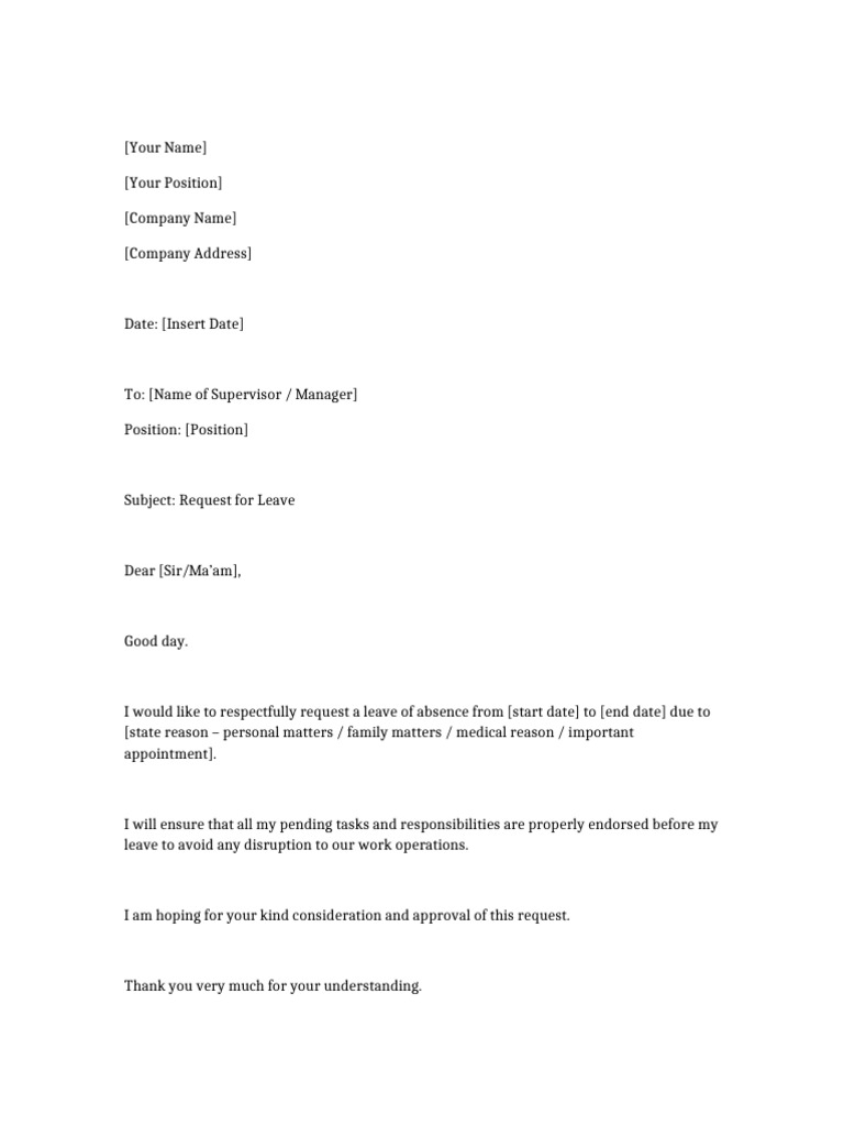 Request Leave Letter | PDF