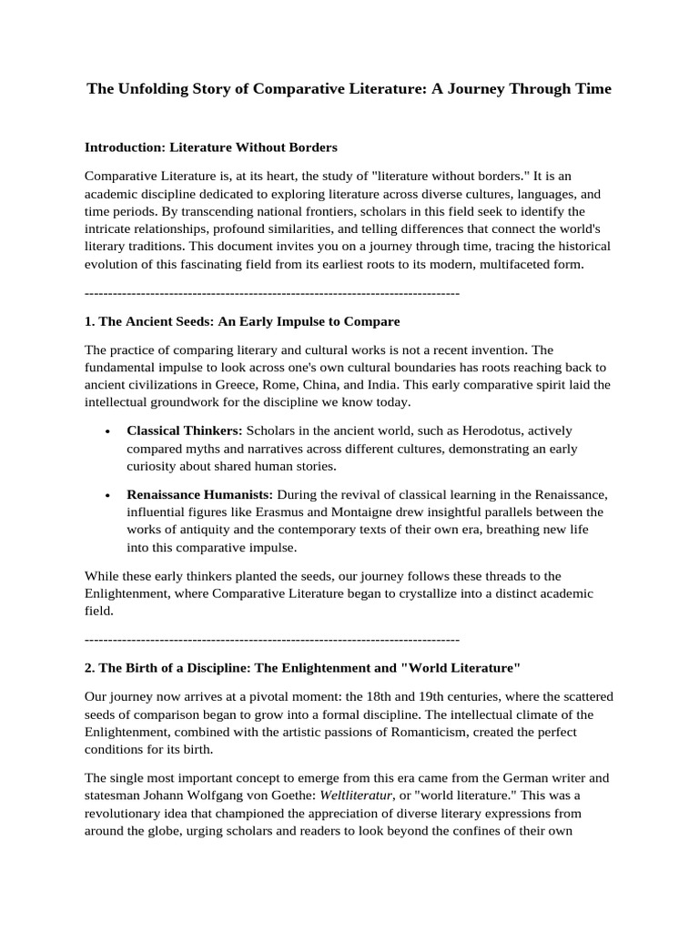 The Unfolding Story of Comparative Literature 2 | PDF | Intertextuality ...
