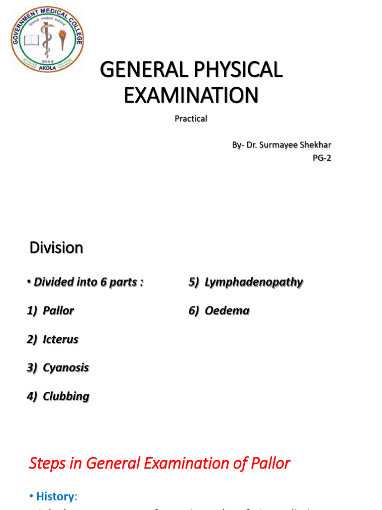 General Examination Practicals | PDF | Anemia | Shock (Circulatory)