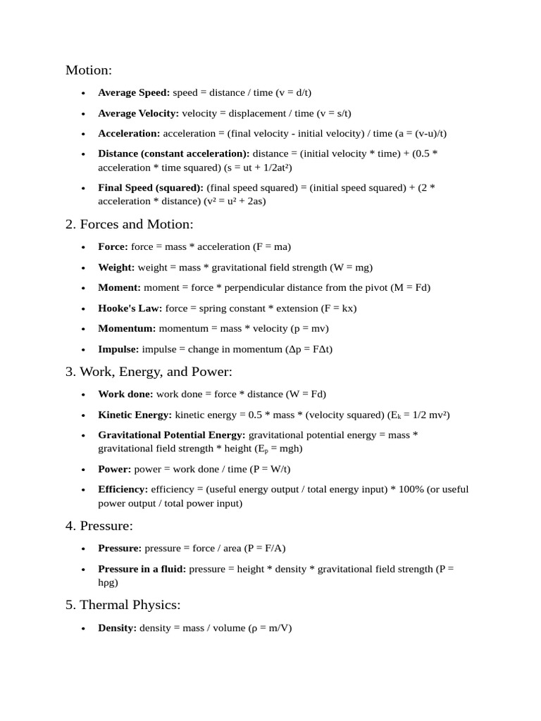 Physics Formulas | PDF