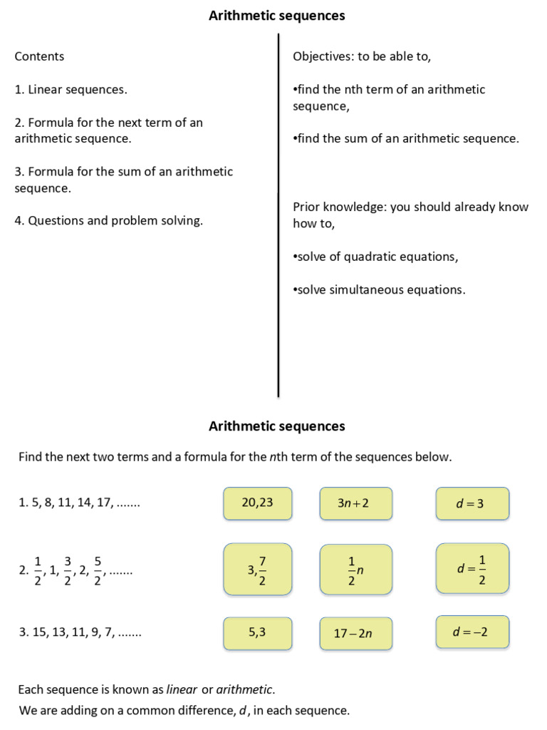 Arithmetic Sequences | PDF | Arithmetic | Sequence