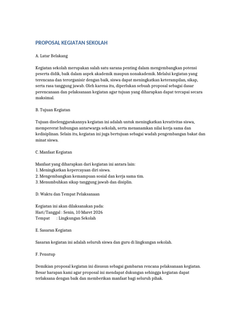 Proposal Kegiatan Sekolah | PDF