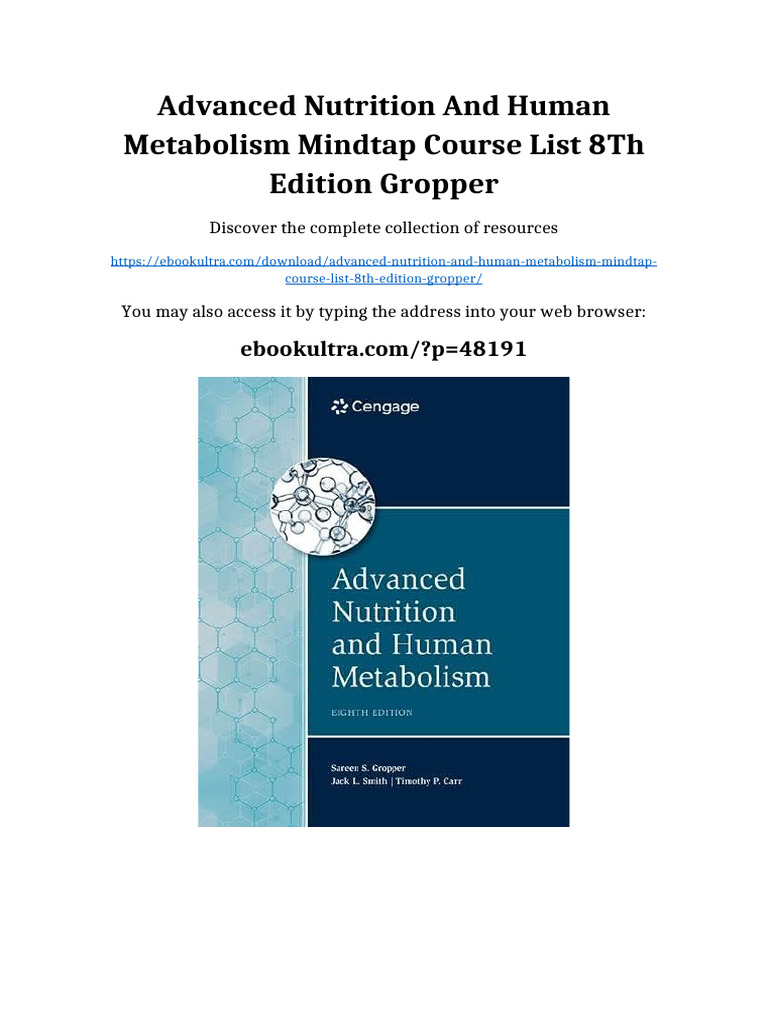 Advanced Nutrition and Human Metabolism MindTap Course List 8th Edition ...