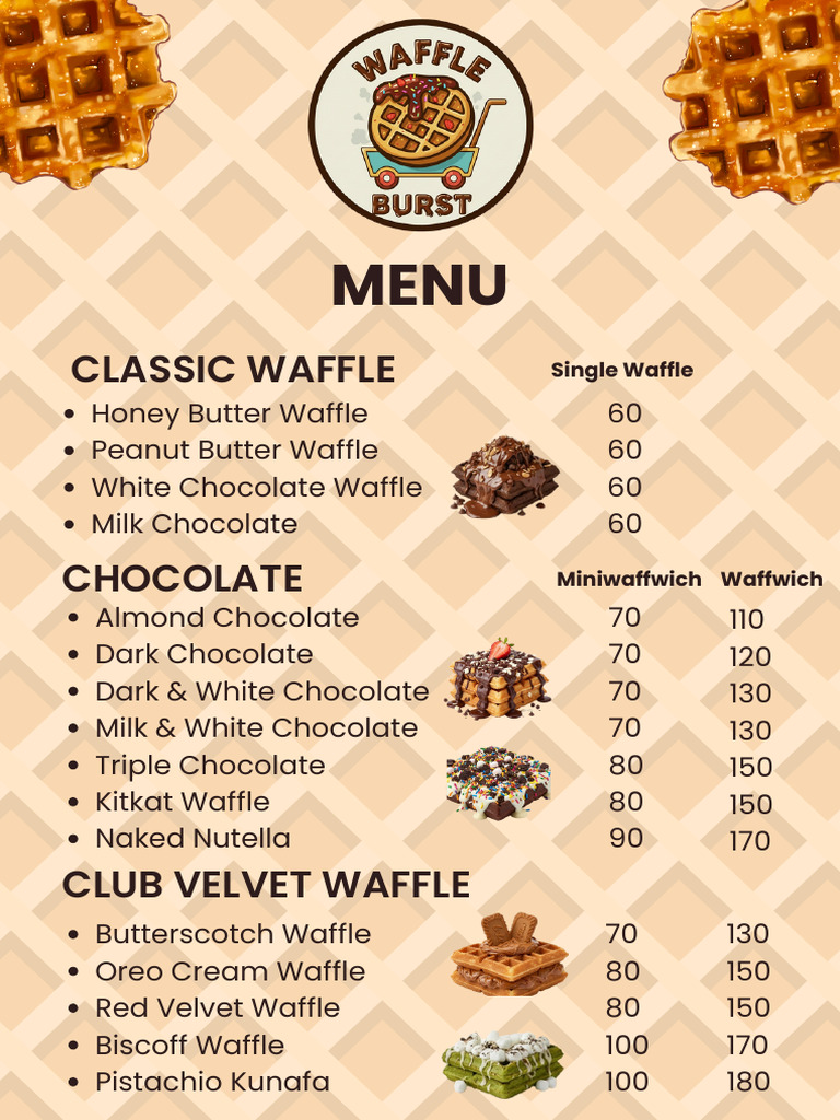 Cream Illustration Waffle Menu | PDF