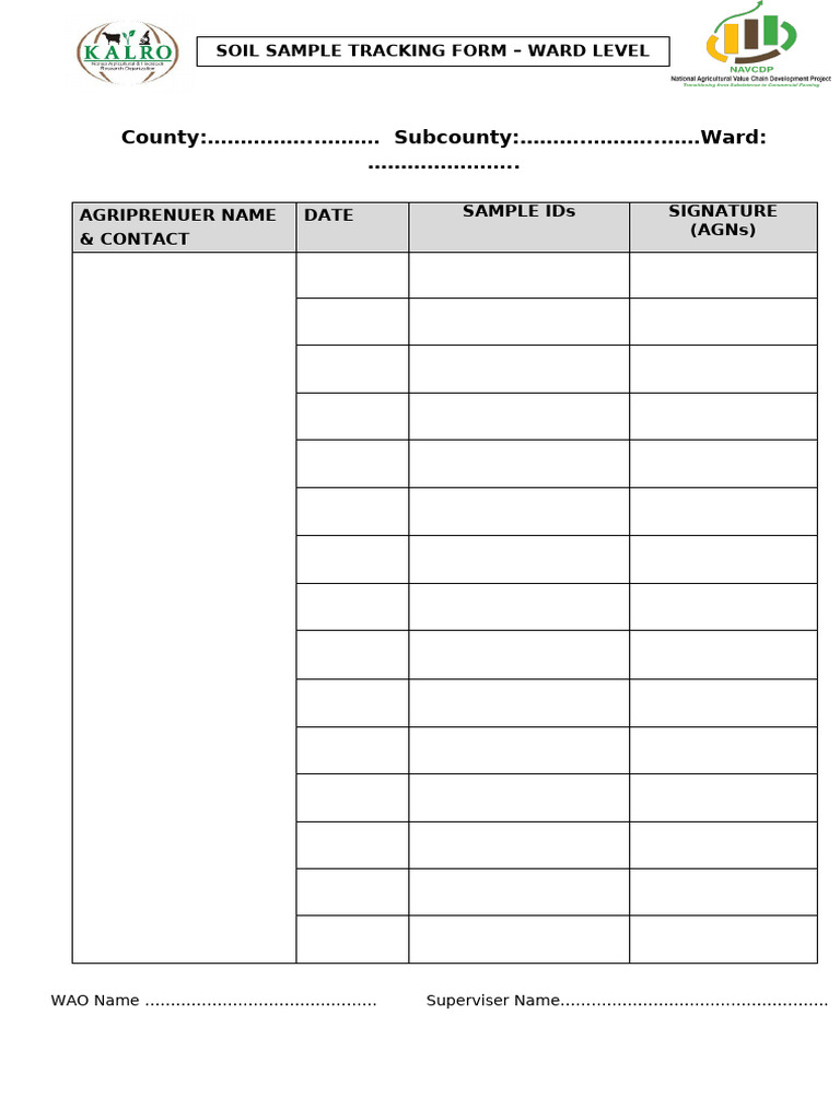 Sample Tracking Form - Ward Level | PDF
