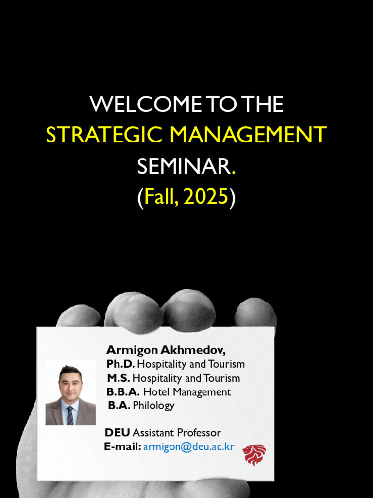 1 - First Week Strategic Management Course | PDF | Strategic Management ...