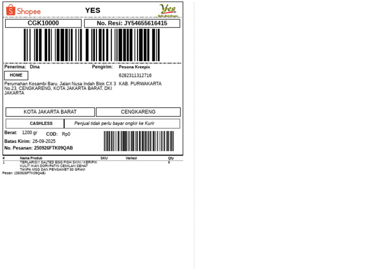 Label Pengiriman 6 | PDF