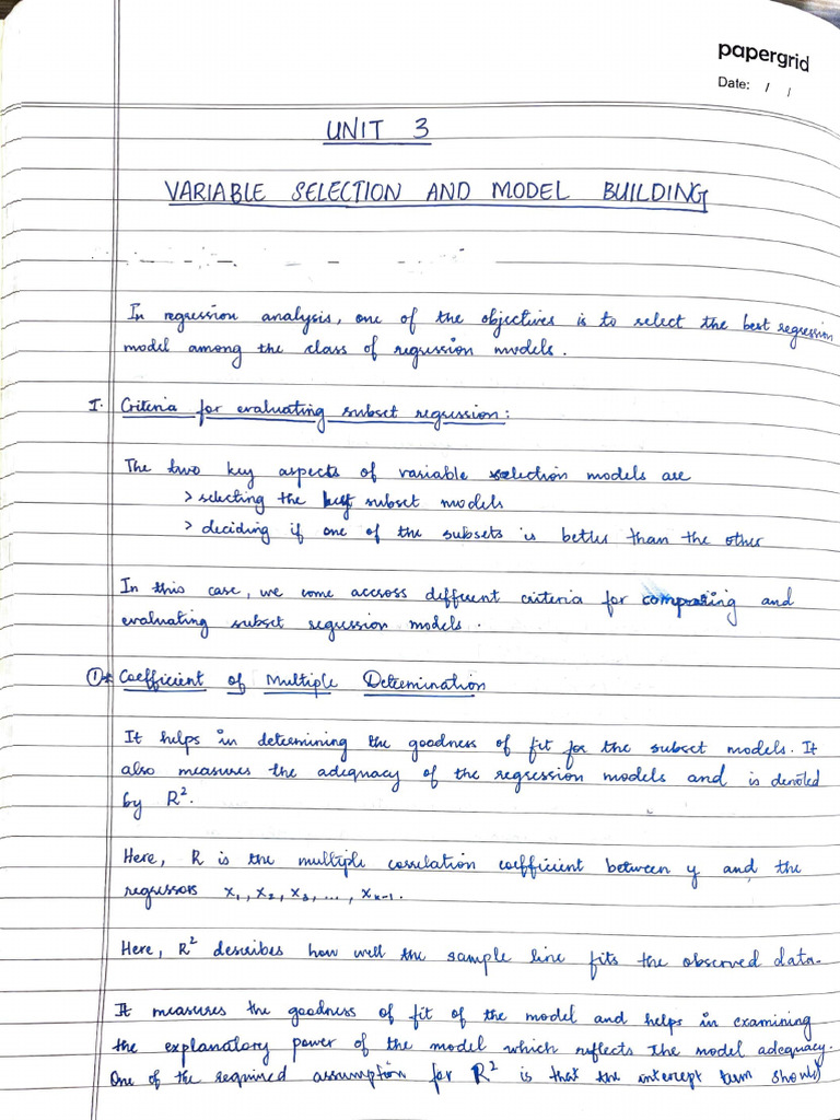 Regression Unit 3 | PDF