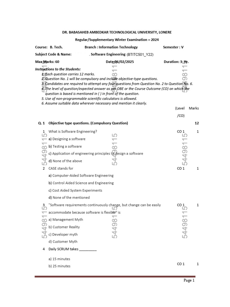 Btitc501 Software Engineering | PDF | Software | Reliability Engineering