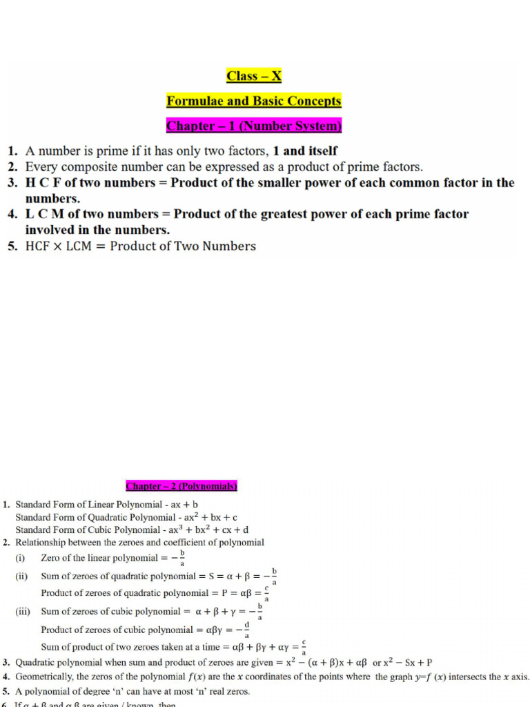 Gr10 All Chapter Formula | PDF