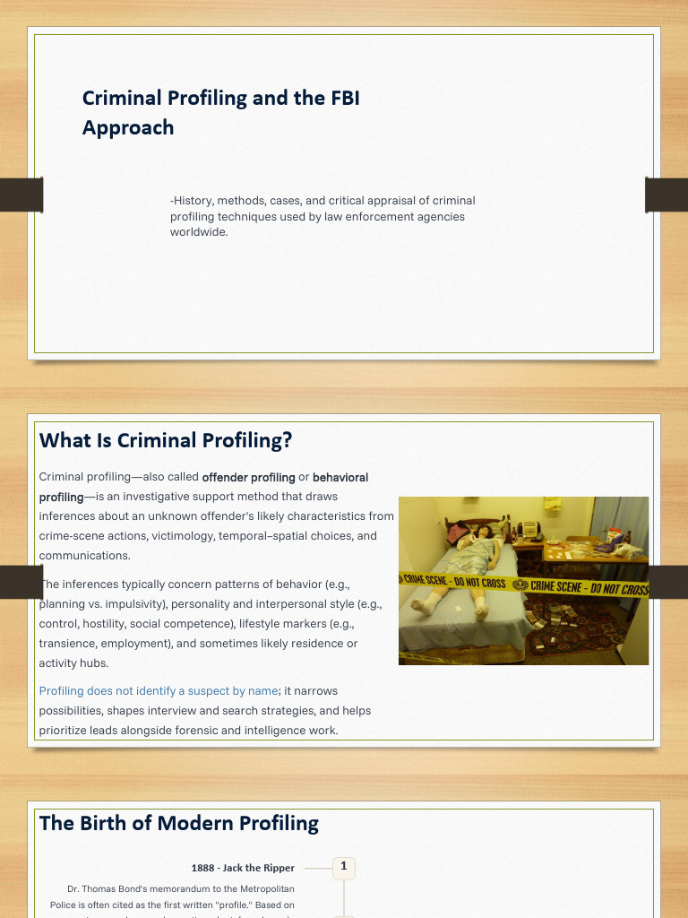 Criminal Profiling and FBI Approach | PDF | Offender Profiling