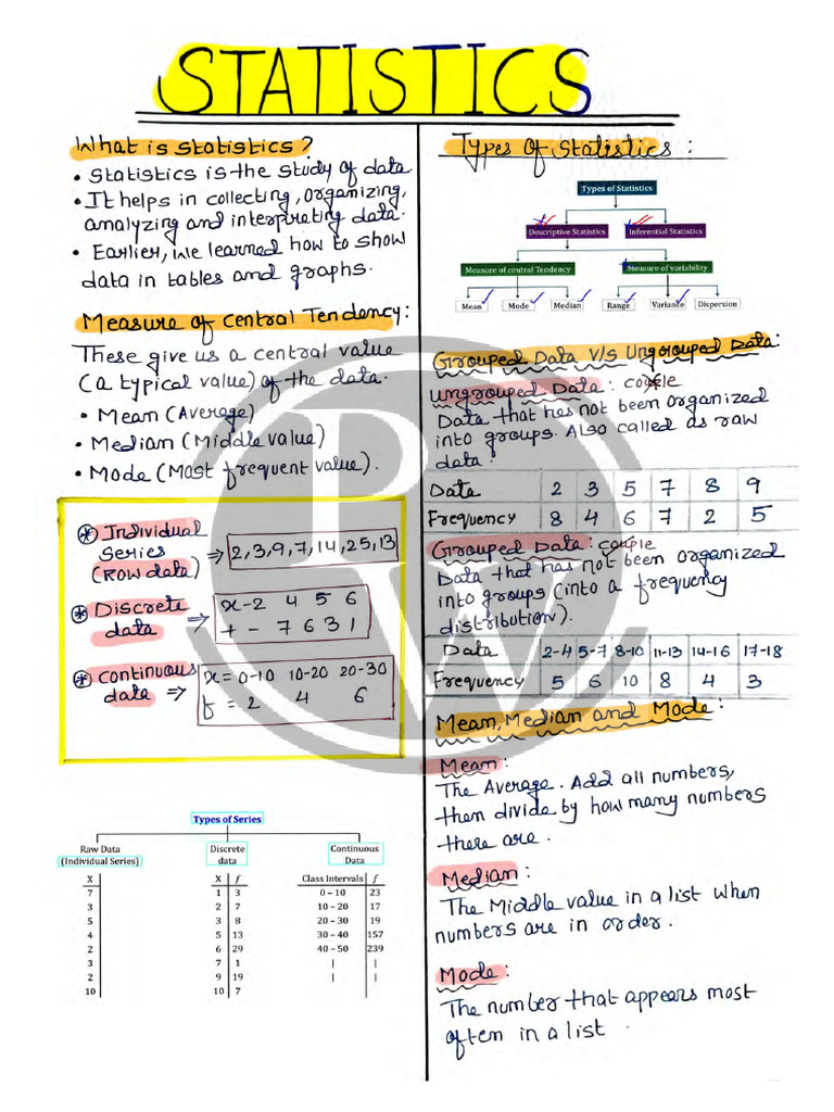 Statistics Handwritten Notes | PDF