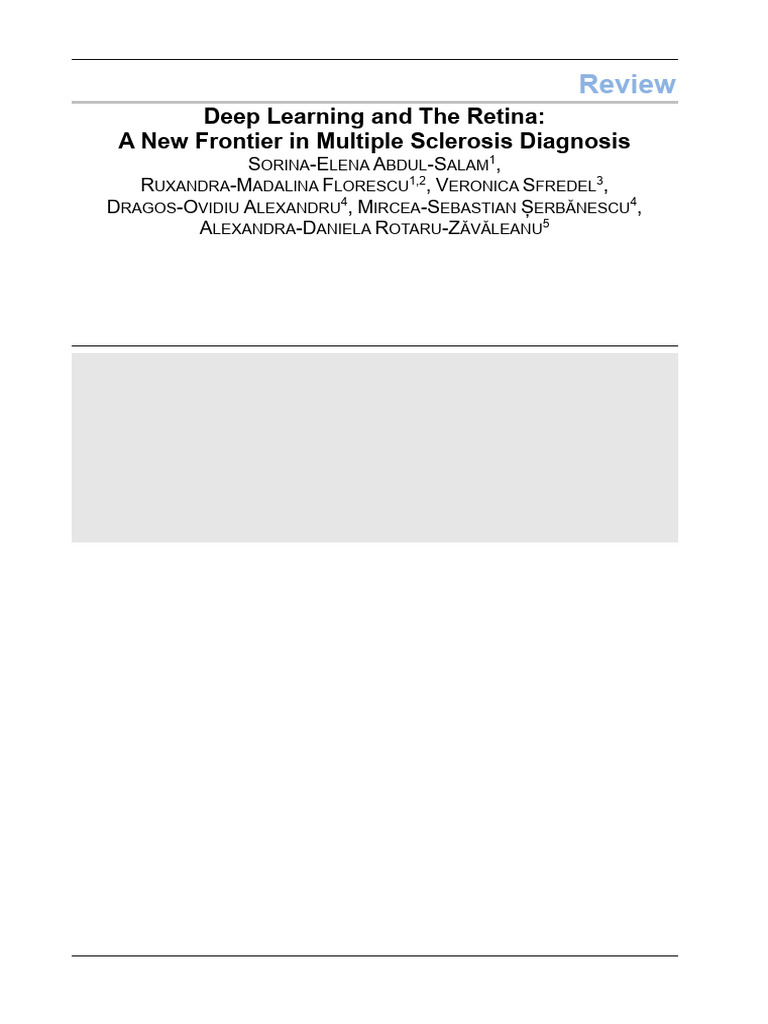 Deep Learning and The Retina A New Frontier in Multiple Sclerosis ...