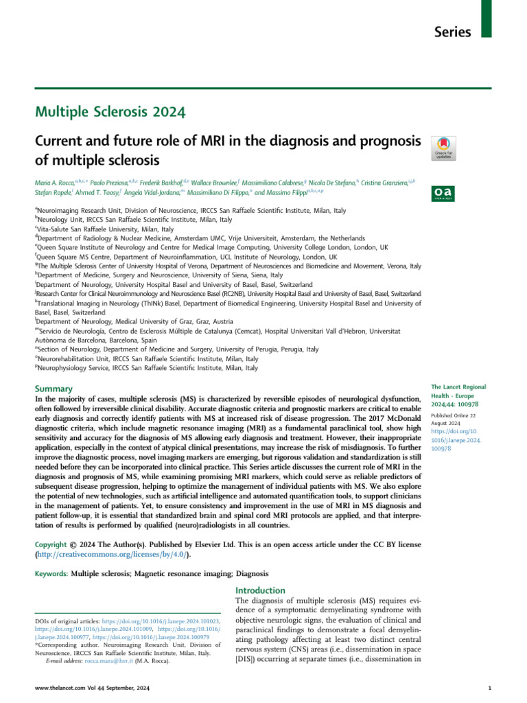 Current and Future Role of MRI in The Diagnosis and Prognosis of ...