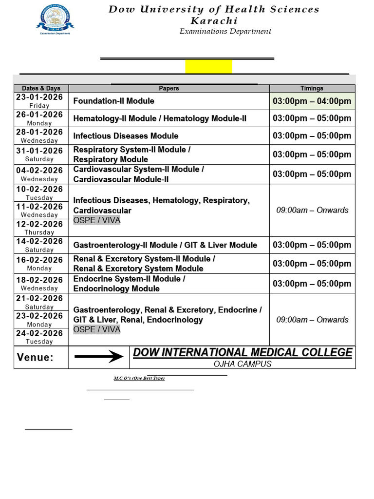 Examination Program 3rd Prof Mbbs Annual Exam 2025 1 | PDF