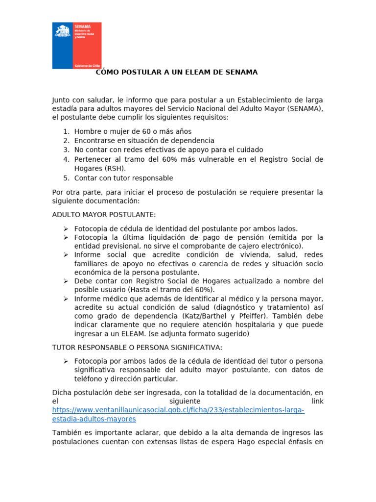 Cómo Postular A Un Eleam de Senama | PDF | Documento de identidad