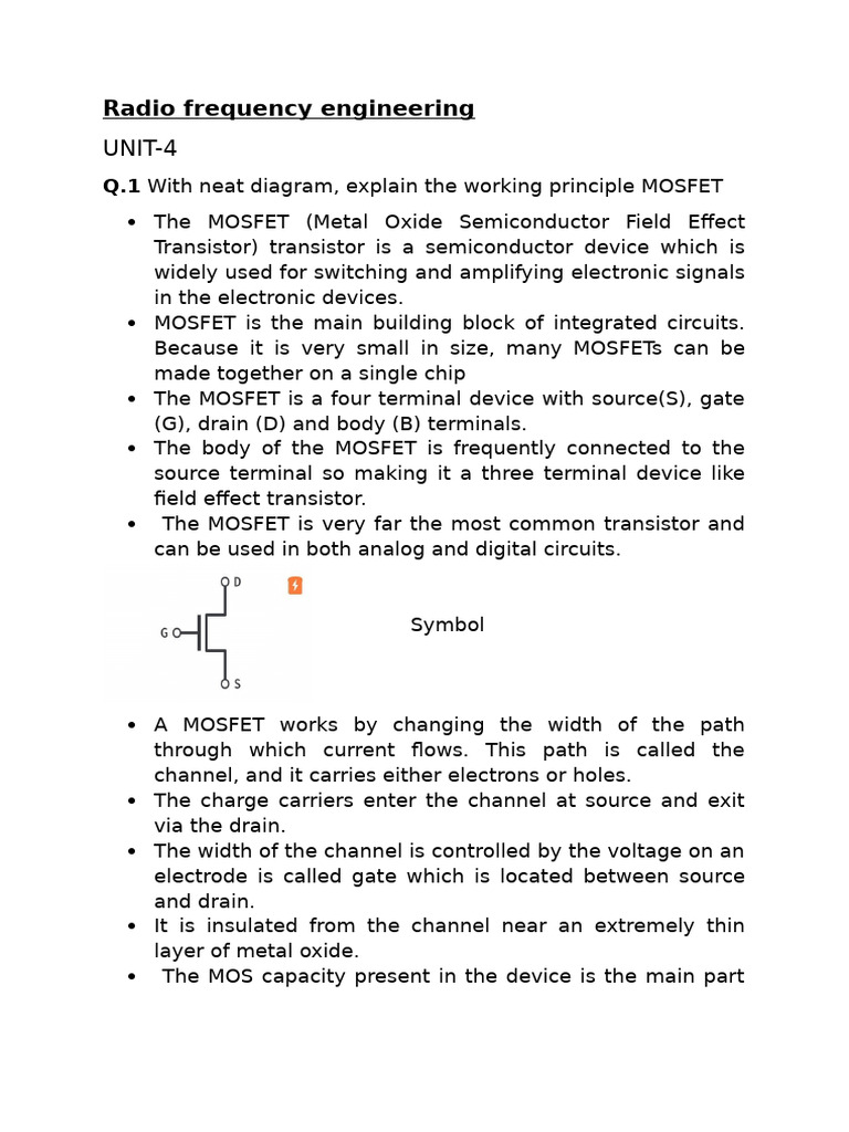 Radio Frequency Engineering Final Notes | PDF | Field Effect Transistor ...