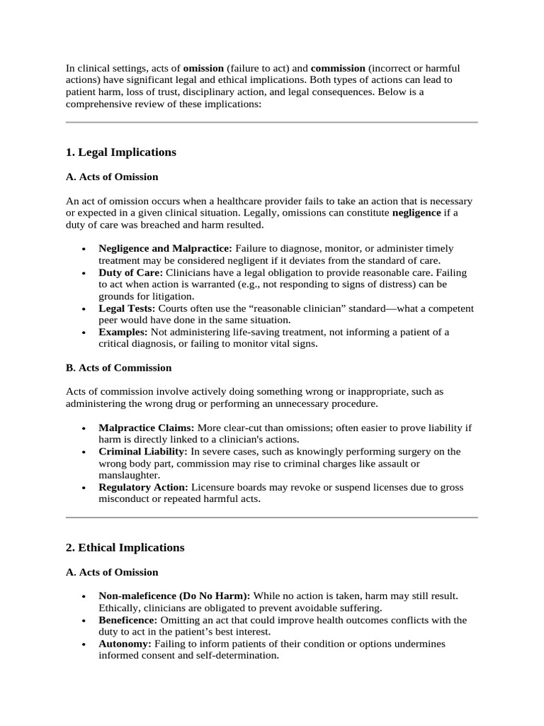 M1U3 Legal and Ethical Implications | PDF | Negligence | Informed Consent