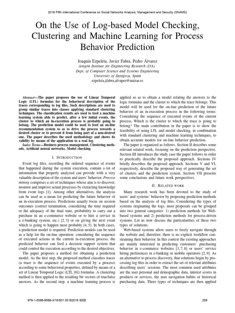 On the Use of Log-Based Model Checking Clustering and Machine Learning ...