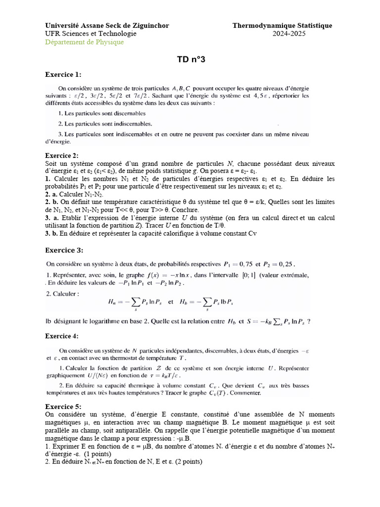 TD3 Thermo Stat 2024 25 | PDF