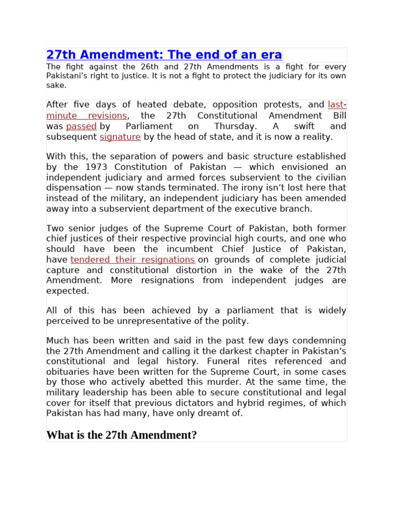 27th Amendment The End of An Era | PDF | Supreme Courts | Supreme Court ...