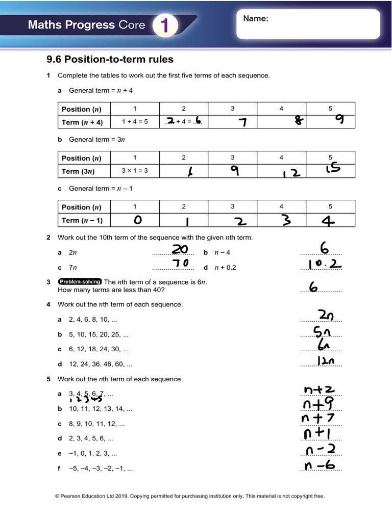 9.6 Pearson Levelled Homework | PDF | Analysis | Mathematics